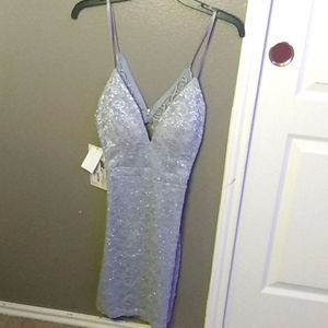 Silver sparkling fitted dress